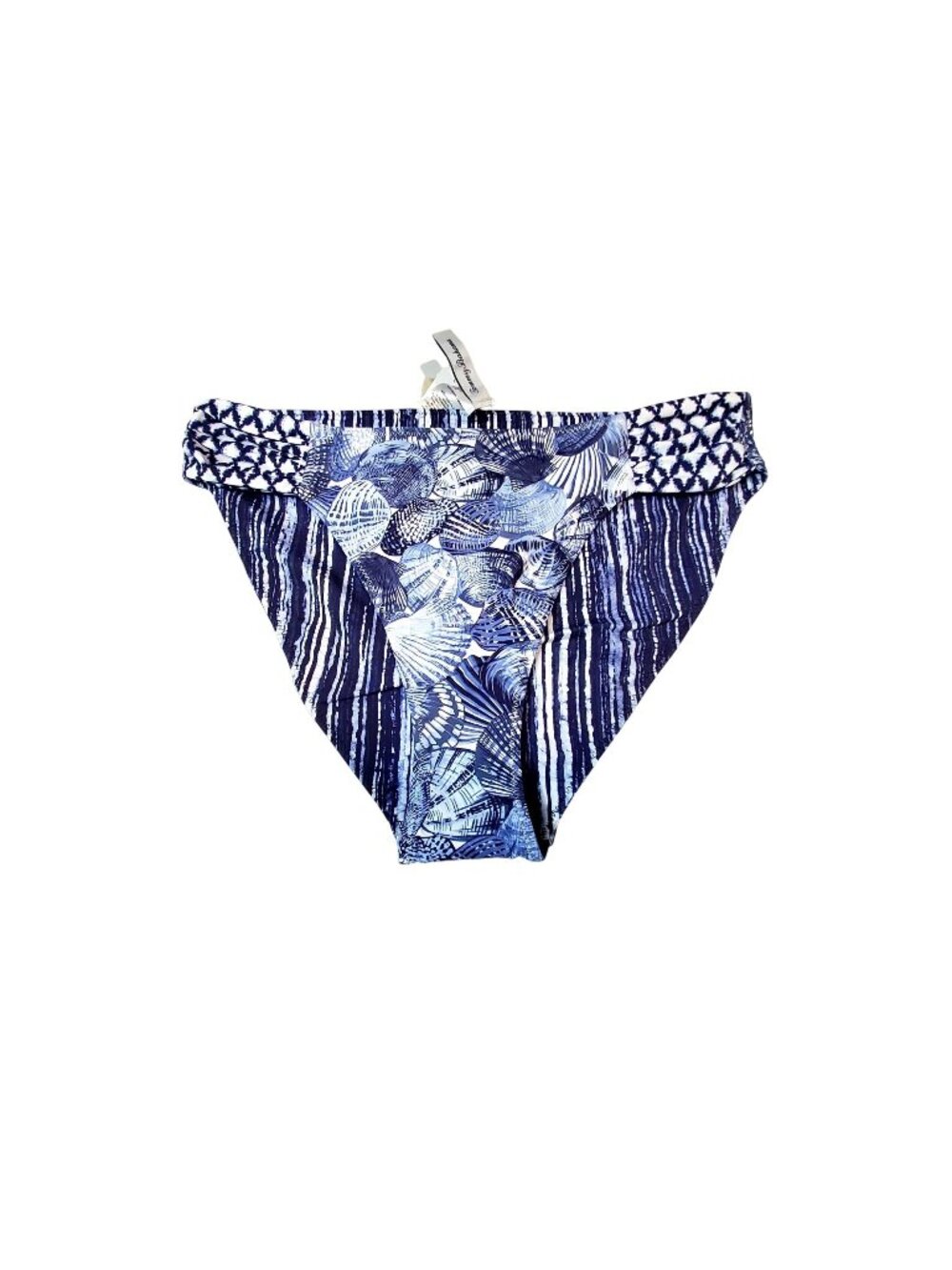 Tommy Bahama Reversible Womens Bikini Bottom Blue Shell Print UPF 50+ Size L